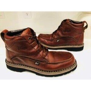 Justin Work Trail Mens Pepple Leather Chukka Work Boots Size 9M Brown Western